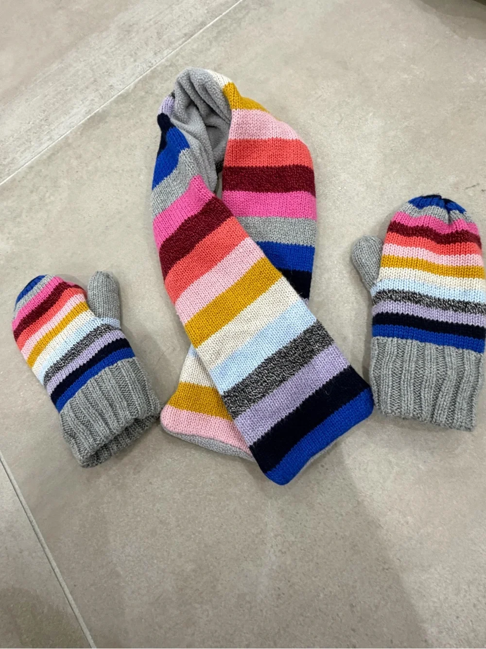 Baby GAP Kids Striped Knit Scarf and Mittens Set - Multicolor